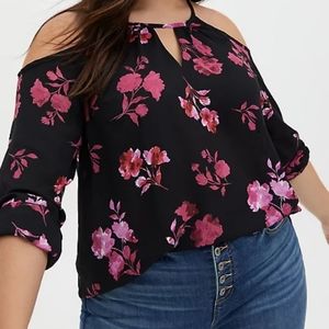 Torrid Cold shoulder Georgette blouse